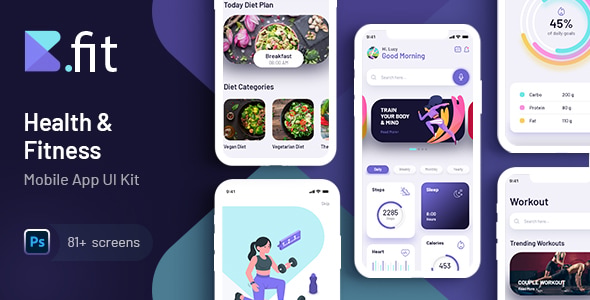 Bfit | Fitness App UI Kit for Photoshop - Health & Beauty Retail