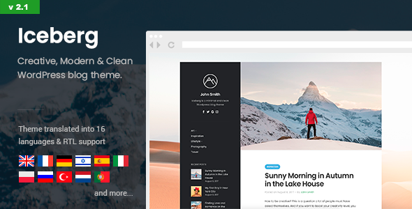 Iceberg - Simple & Minimal Personal WordPress Blog Theme - Personal Blog / Magazine