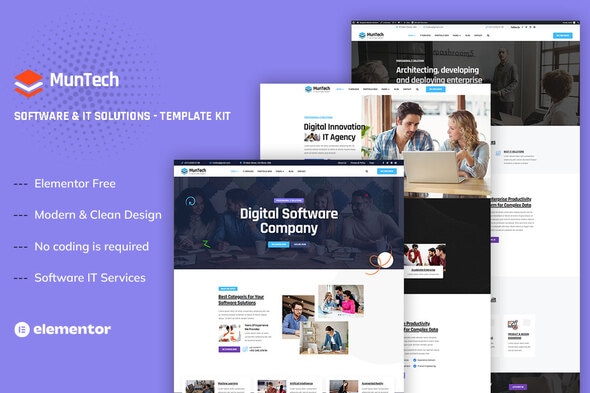 Muntech - Software & IT Solutions Elementor Template Kit - Technology & Apps Elementor