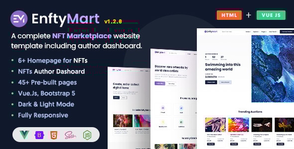 EnftyMart - NFT Marketplace HTML & Vue JS Template - Technology Site Templates