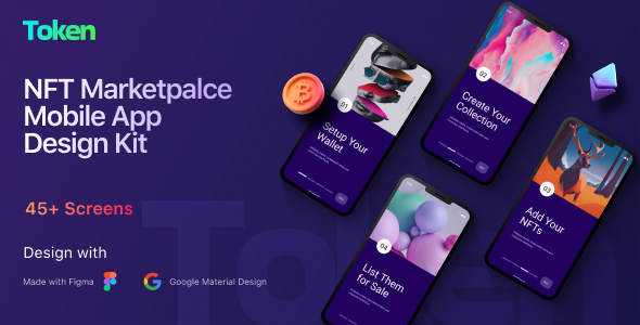 TOKEN-NFT Marketplace Mobile App Figma UI Template | Powered by Google Material Design - Computer Technology