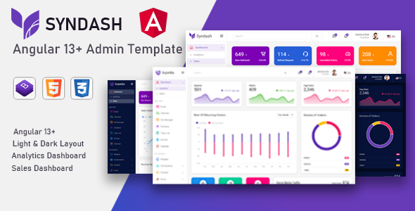 Syndash - Angular 13+ Bootstrap 5+ Admin Template - Admin Templates Site Templates