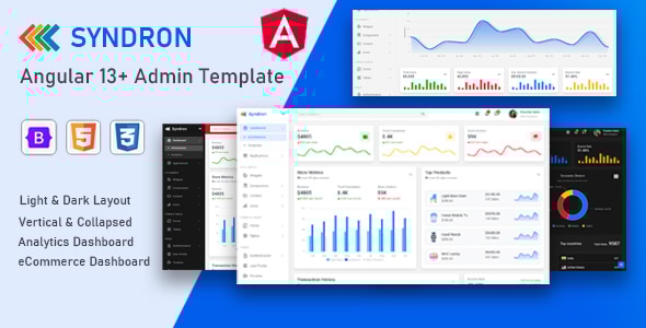 Syndron - Angular 13+ Bootstrap 5 Admin Template - Admin Templates Site Templates