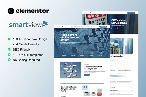 SmartView - CCTV & Security Elementor Template Kit - Business & Services Elementor