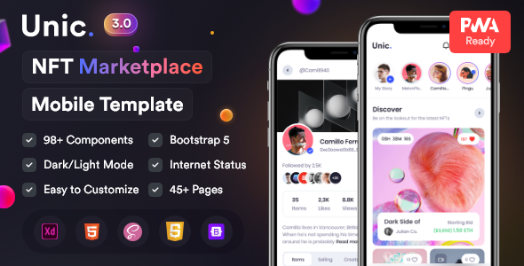 Unic – NFT Marketplace HTML Mobile Template - Mobile Site Templates