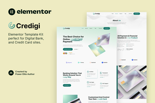Credigi – Digital Bank & Credit Card Elementor Template Kit - Technology & Apps Elementor