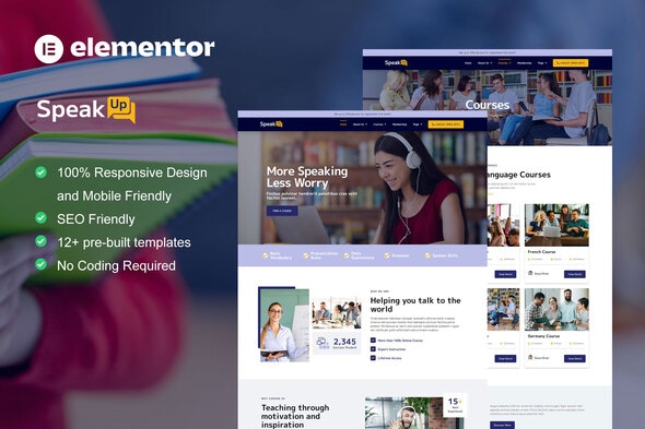 SpeakUp - Language Course & Translation Service Elementor Template Kit - Education Elementor
