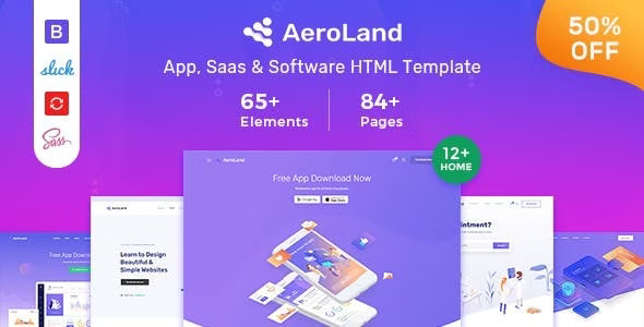 Aeroland - App Landing HTML Template - Software Technology