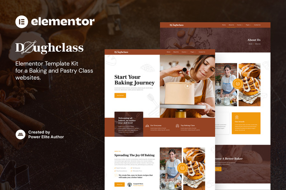 Doughclass – Baking & Pastry Class Elementor Template Kit - Food & Drink Elementor
