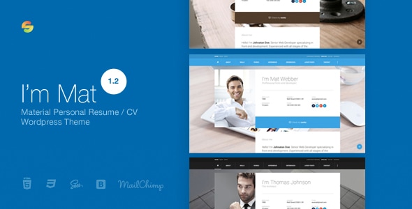 I am Mat - Material Personal Resume / CV vCard WordPress Theme - Personal Blog / Magazine