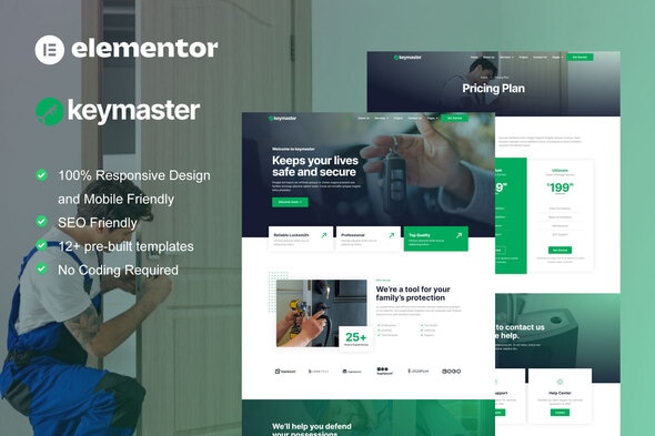 KeyMaster - Locksmith & Key Maker Service Elementor Template Kit - Business & Services Elementor