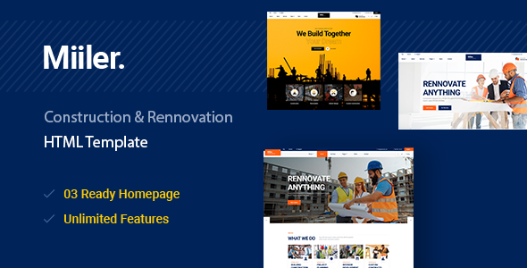 Miiler - Construction HTML5 Template - Business Corporate