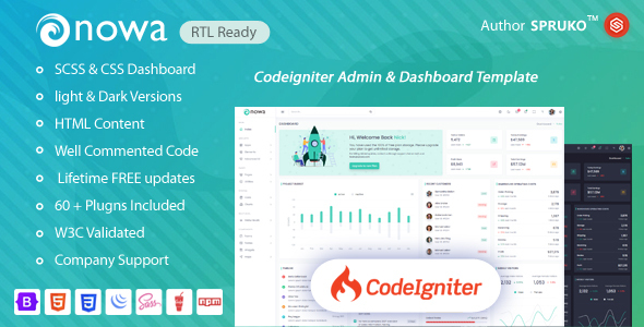 Nowa – CodeIgniter Admin & Dashboard Template - Admin Templates Site Templates