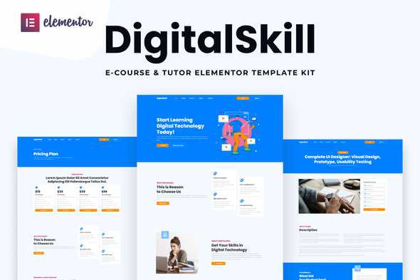 DigitalSkill - E-course & Online Tutorials Elementor Pro Template Kit - Education Elementor