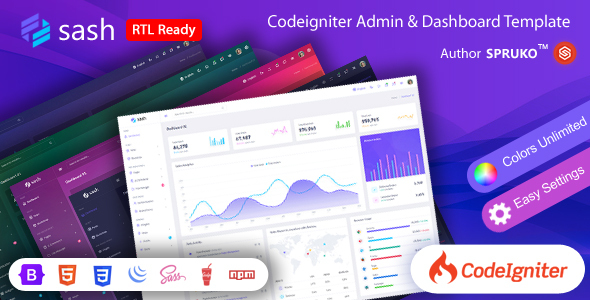 Sash – CodeIgniter Admin & Dashboard Template - Admin Templates Site Templates