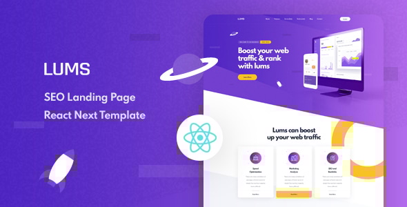 Lums - SEO Landing React NextJS Template - Technology Site Templates