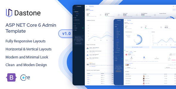 Dastone - ASP.NET Core 6 Admin & Dashboard Template - Admin Templates Site Templates