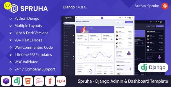 Spruha - Django Admin & Dashboard Template - Admin Templates Site Templates