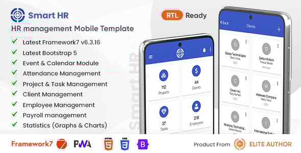 SmartHR - HR, Payroll & Employee Management HRM Mobile PWA Template - Mobile Site Templates