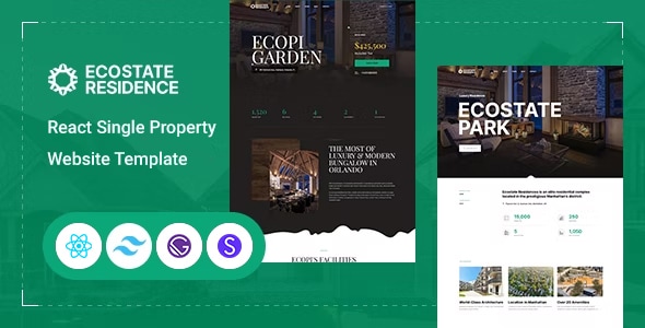 Ecostate - React Single Property Website Template - Gatsby.js Jamstack