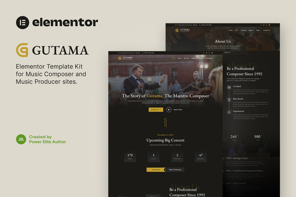 Gutama – Music Composer & Producer Elementor Template Kit - Music & Bands Elementor