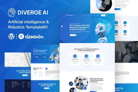 Diverge AI | Robotics Elementor Template Kit - Technology & Apps Elementor