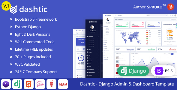 Dashtic – Django Admin & Dashboard Template - Admin Templates Site Templates
