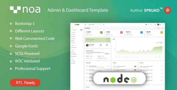 NOA - NodeJS Admin & Dashboard Template - Admin Templates Site Templates