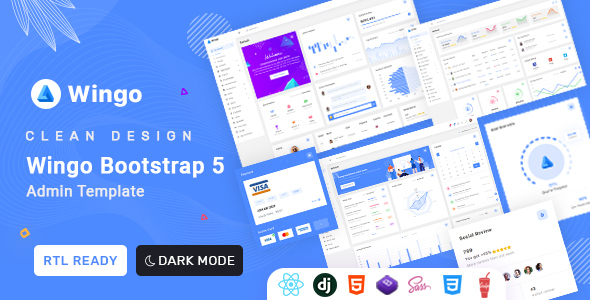 Wingo - React Js , django, Bootstrap 5 HTML Admin & Dashboard Template - Admin Templates Site Templates