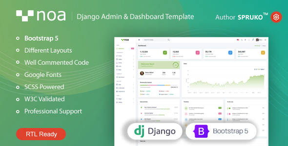 NOA – Django Admin & Dashboard Template - Admin Templates Site Templates
