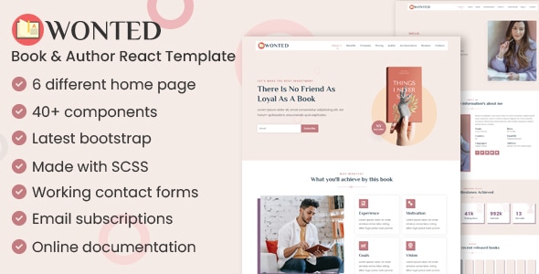 Wonted - Book & Author React Template - Marketing Corporate