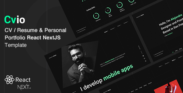 Cvio - Personal Portfolio React NextJS Template - Virtual Business Card Personal