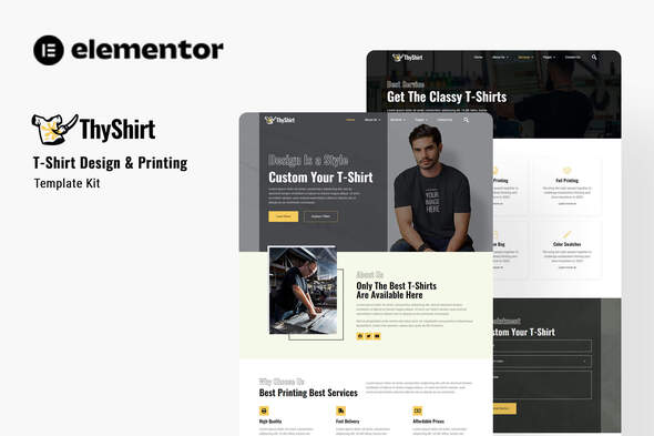 Thyshirt - TShirt Design and Printing Elementor Template Kit - Creative & Design Elementor
