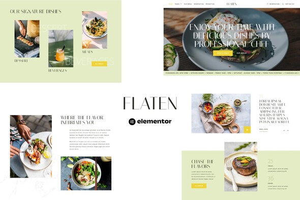 Flaten - Restaurant & Catering Services Elementor Template Kit - Food & Drink Elementor