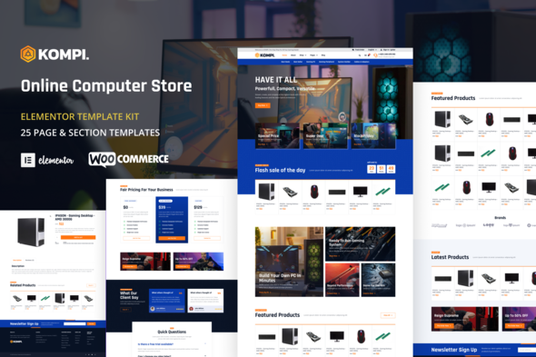 Kompi - Computer Store WordPress Elementor Template Kit - Shopping & eCommerce Elementor