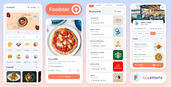 Foodster – Delivery App Figma Template - Food Retail
