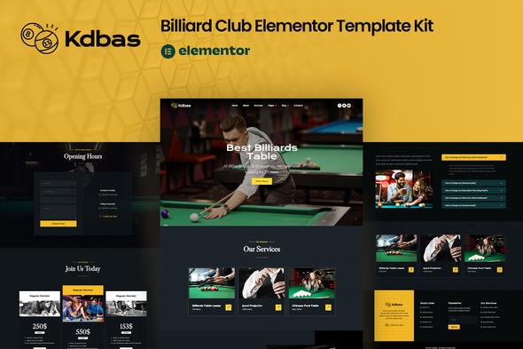 Kdbas - Billiard Club Elementor Template Kit - Sport & Fitness Elementor
