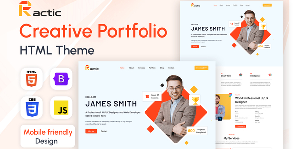 Ractic-Creative Portfolio HTML Template - Personal Site Templates