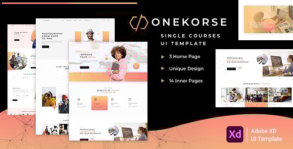 Onekorse - eLearning LMS Education Website, Single Course Adobe XD Template - Miscellaneous Adobe XD