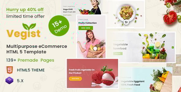 Vegist - Multipurpose eCommerce HTML Template - Shopping Retail