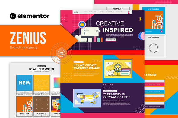 Zenius - Colorful Branding Agency Elementor Template Kit by Rometheme