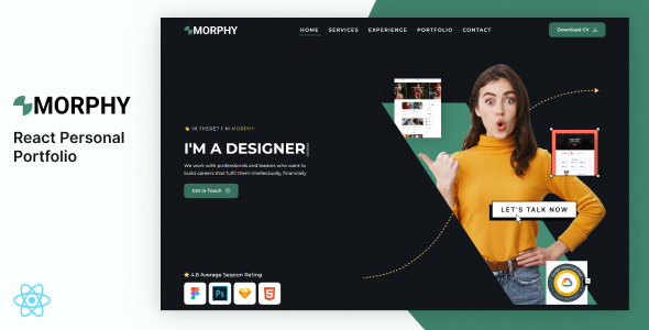 Morphy – Personal Portfolio React Template - Personal Site Templates