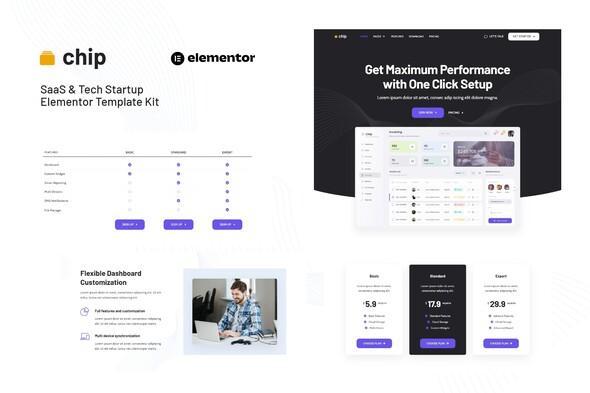 Chip - SaaS & Tech Startup Elementor Template Kit - Technology & Apps Elementor