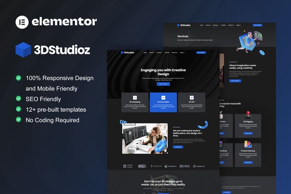 3dstudioz - 3D Design & Animation Studio Elementor Template Kit - Business & Services Elementor