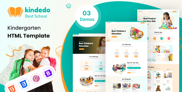 Kindedo - Kindergarten & School HTML5 Template + RTL - Children Retail