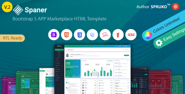 Spaner - Bootstrap Admin and Dashboard HTML Template - Admin Templates Site Templates