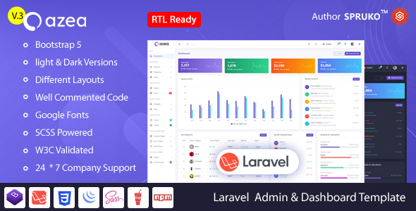 Azea – Laravel Admin & Dashboard Template - Admin Templates Site Templates