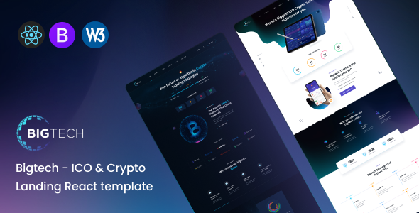 Bigtech - ICO & Crypto Landing React Template - Technology Site Templates
