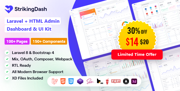 StrikingDash - Laravel 9 Admin Dashboard Template - Admin Templates Site Templates