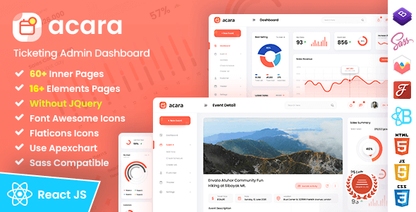 Acara - Ticketing Admin Dashboard React Template - Admin Templates Site Templates